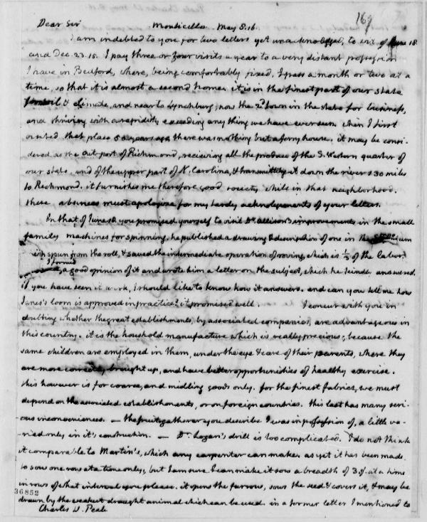 Charles Peale Letter