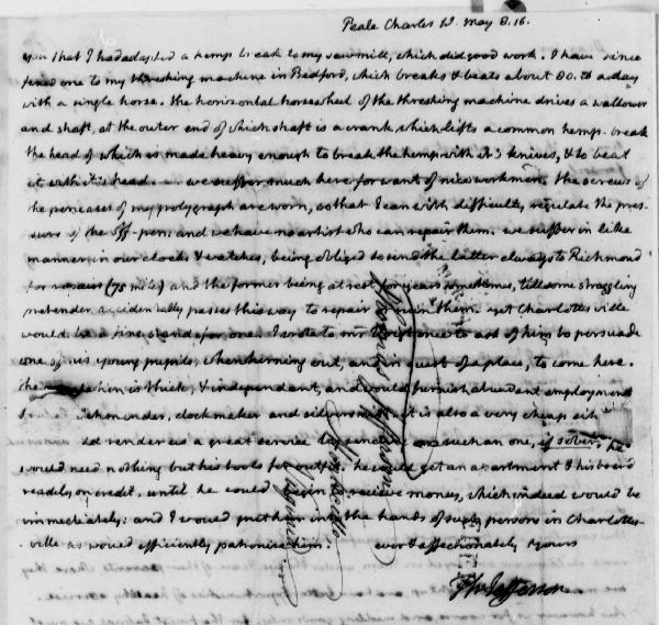 Charles Peale Letter